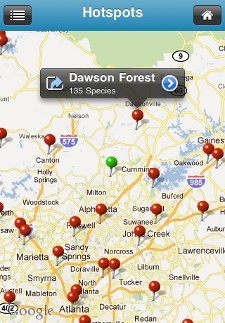 BirdsEye Birding Hotspots screen