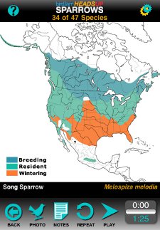 Range map from HeadsUp Sparrows iPhone app