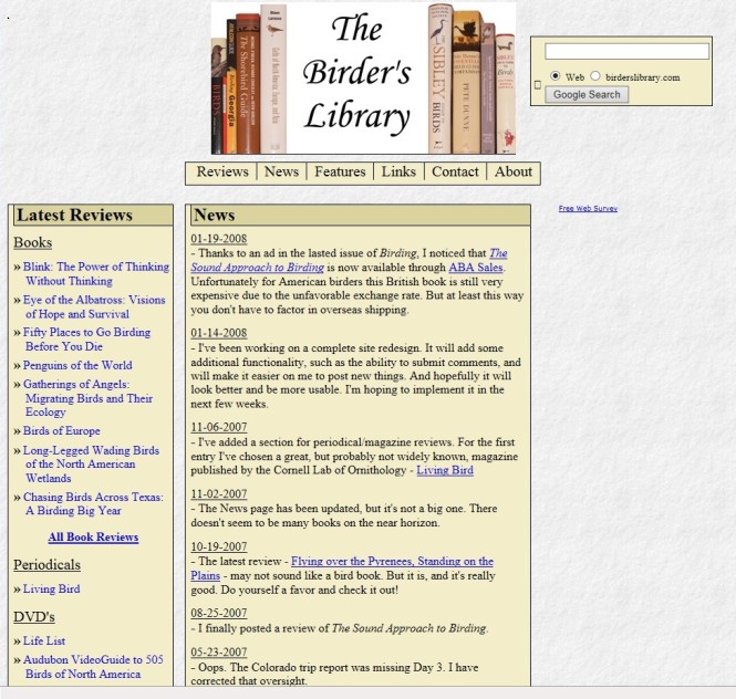 The Birder's Library version 1.0